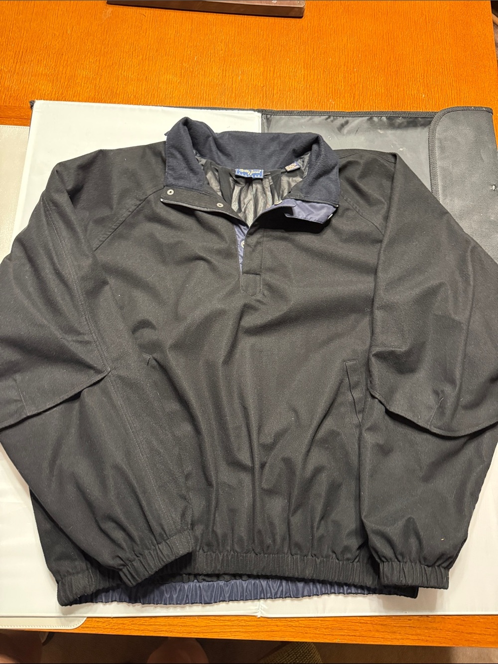 Bobby Jones Black Pullover Windbreaker with Navy Trim